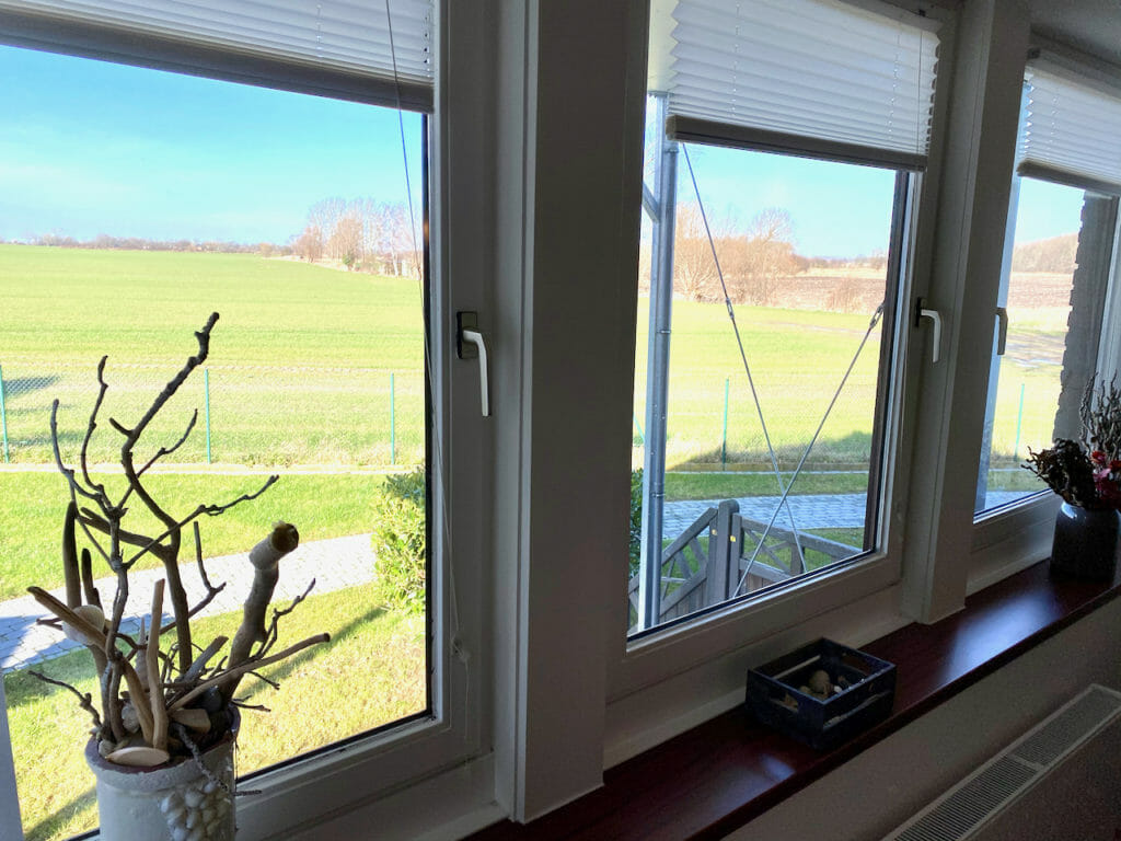 Fenster mit Blick über den Dahmer Brook bei Sonnenschein