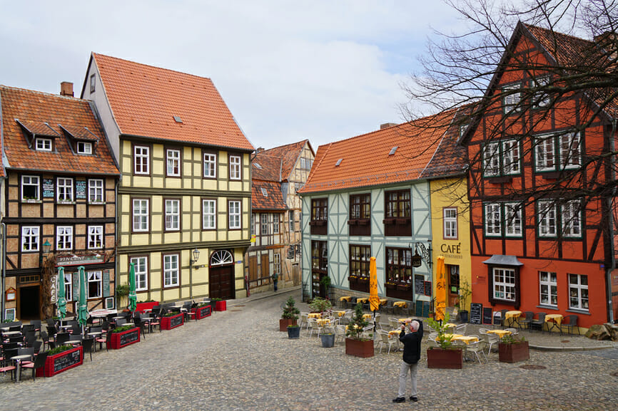 Quedlinburg Schlossberg mit Fachwerkhäusern